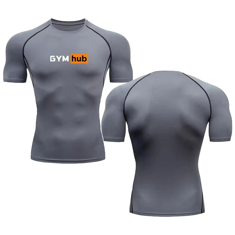 Men Gym Hub Graphic Print Running Compression Short sleeve tight-fitting Gym Sport T-shirt Fitness  RL00011 3