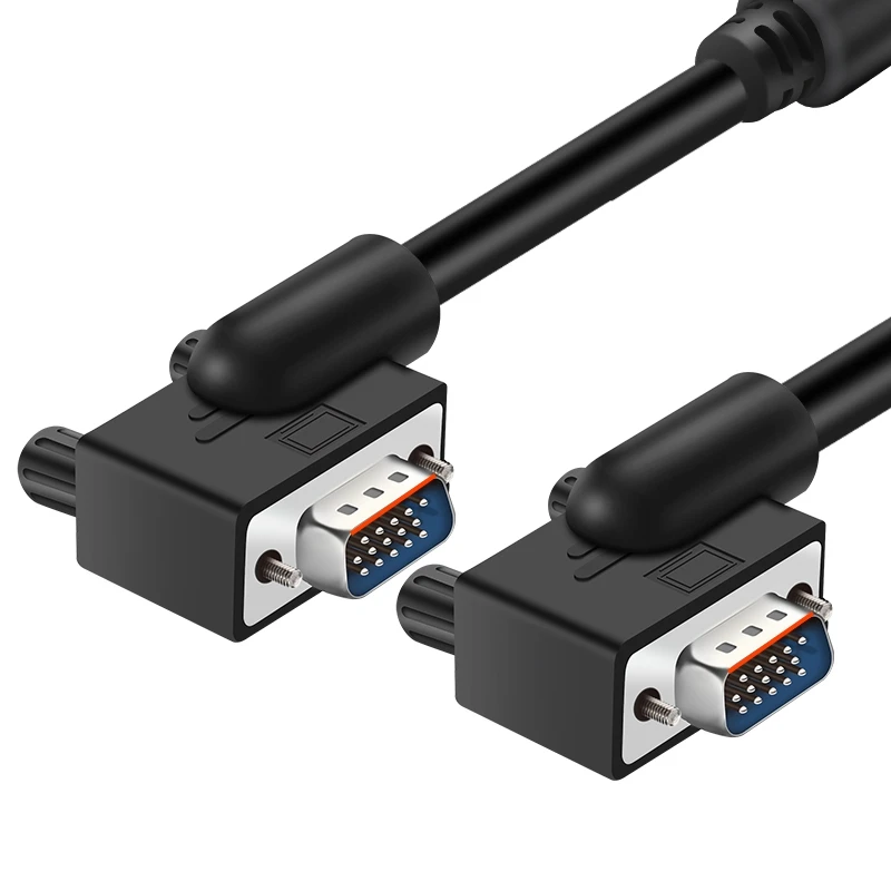 Double 90 Degree Right Left Angle Elbow VGA Male 15pin 1080P Cable 3m For TV Monitor Computer Projector PC Cable VGA Adapter