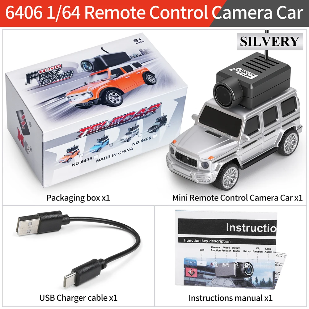 WLtoys RC Cars 1:64 Mini 6406 6406C HD Camera RC Racing Car Toy 120° Wide Angle 2.4G 720P APP Control Mini Car Dual Control