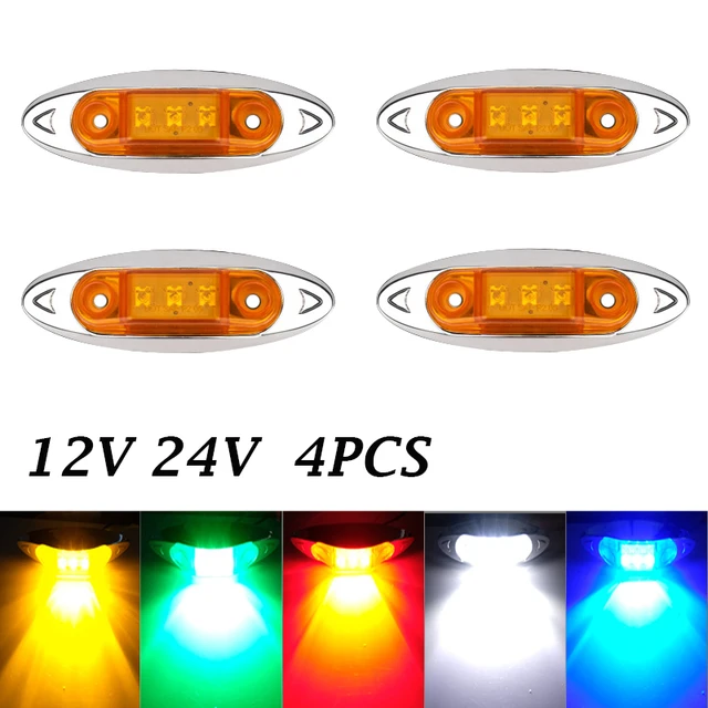 4PCS 12V 24V 3 LED Side Marker Lights Warning Tail Light Auto Car External Lights For Scania Trailer For DAF truck For Isuzu
