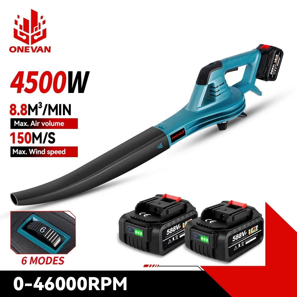 Souffleur De Feuilles Sans Fil 40V ONEVAN - 2 Batteries 6000mAh, Vitesse 180 Km/h, 3 Niveaux, Pour Feuilles Et Neige