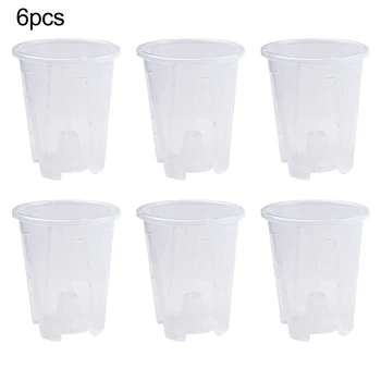 1/6PCS 11-16CM Root Control Clear Plastic Orchid Pots With Holes Transparent Flower Pot Succulents Plant Prevent Plant Decay