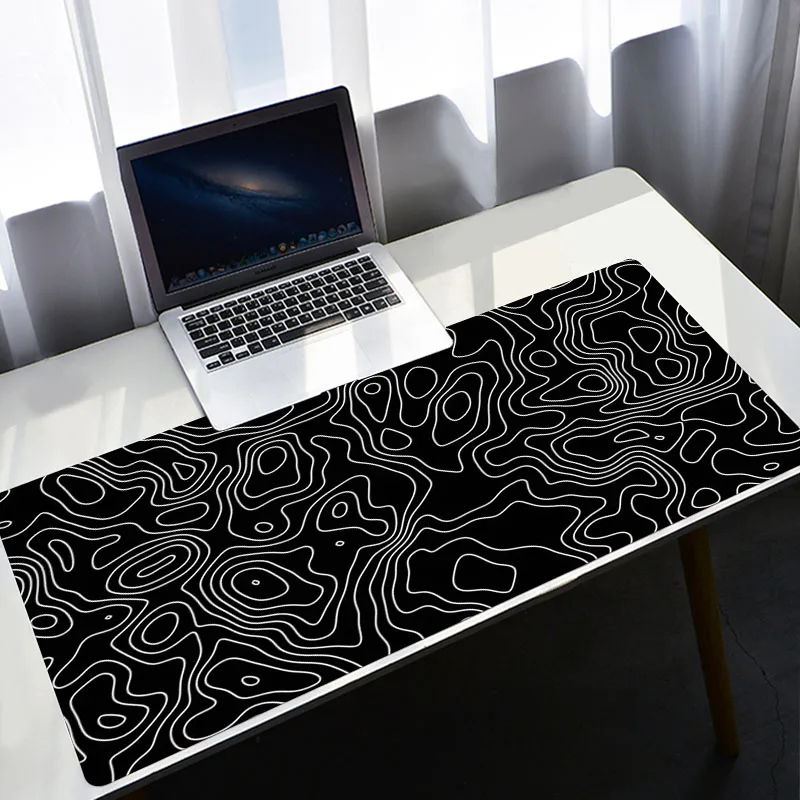 Strata Liquid Stains Black Mouse Pad 90x40 Topographic Big Mousepad