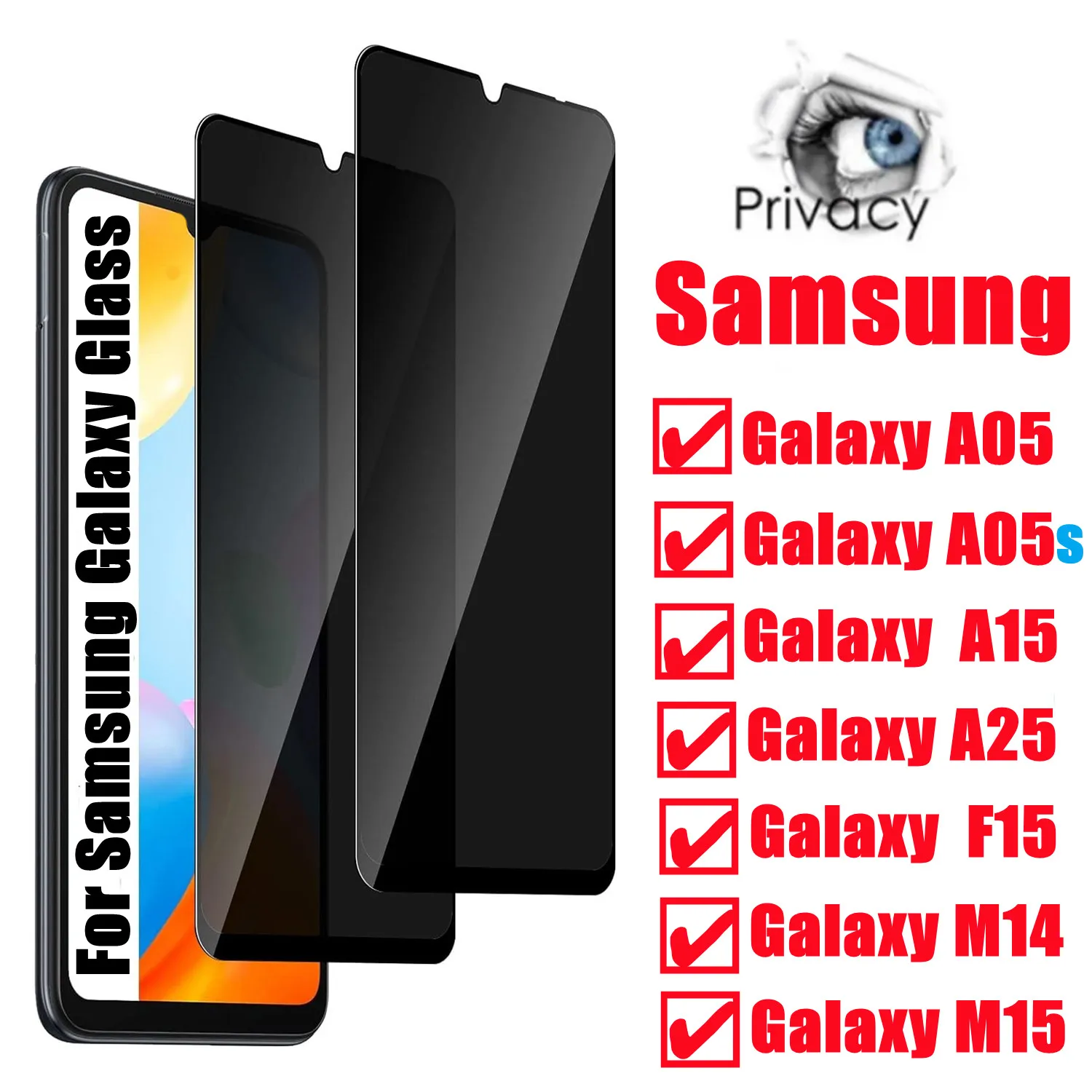 

Privacy membrane Anti Spy Tempered Glass For Samsung Galaxy A05 A05s A15 A25 F15 M14 M15 Screen Protector Privacy Glass Film
