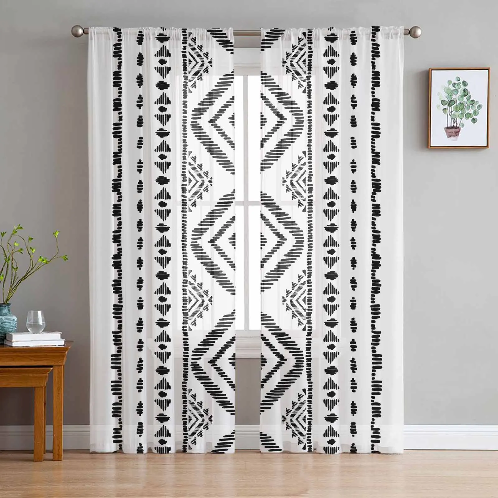 

Винтажные занавески в богемном стиле для детской, спальни, гостиной, оконные шторы из вуали, тюлевые занавески