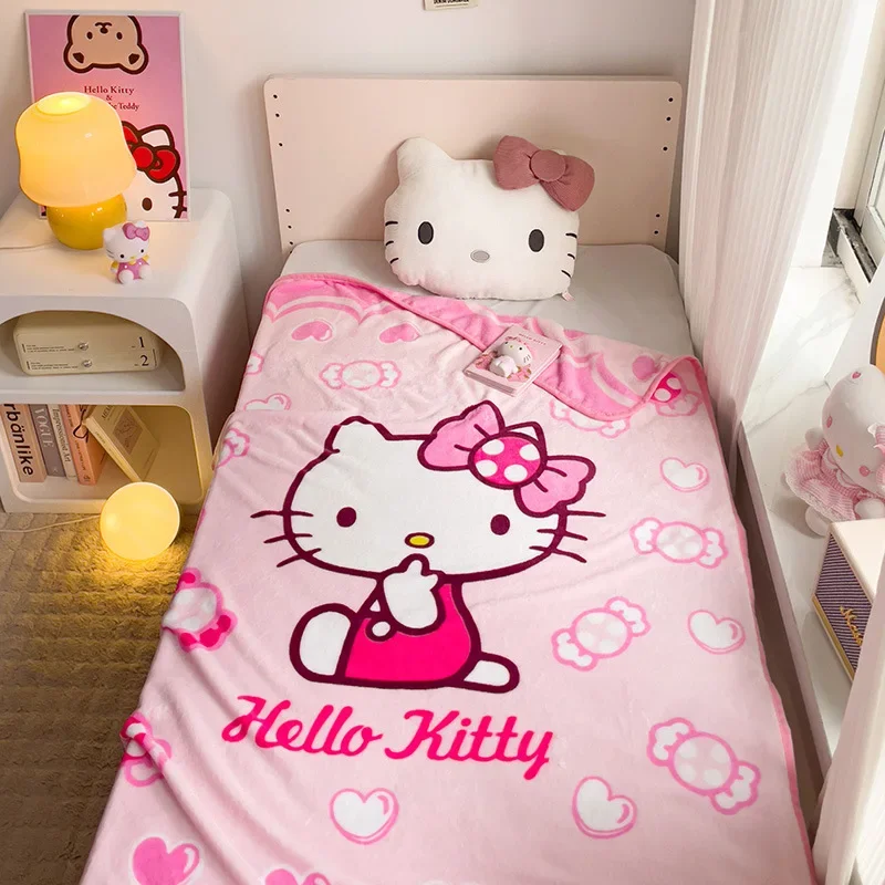 Kawaii Hello Kitty atmak battaniye yatak kanepe klima uyku kapak