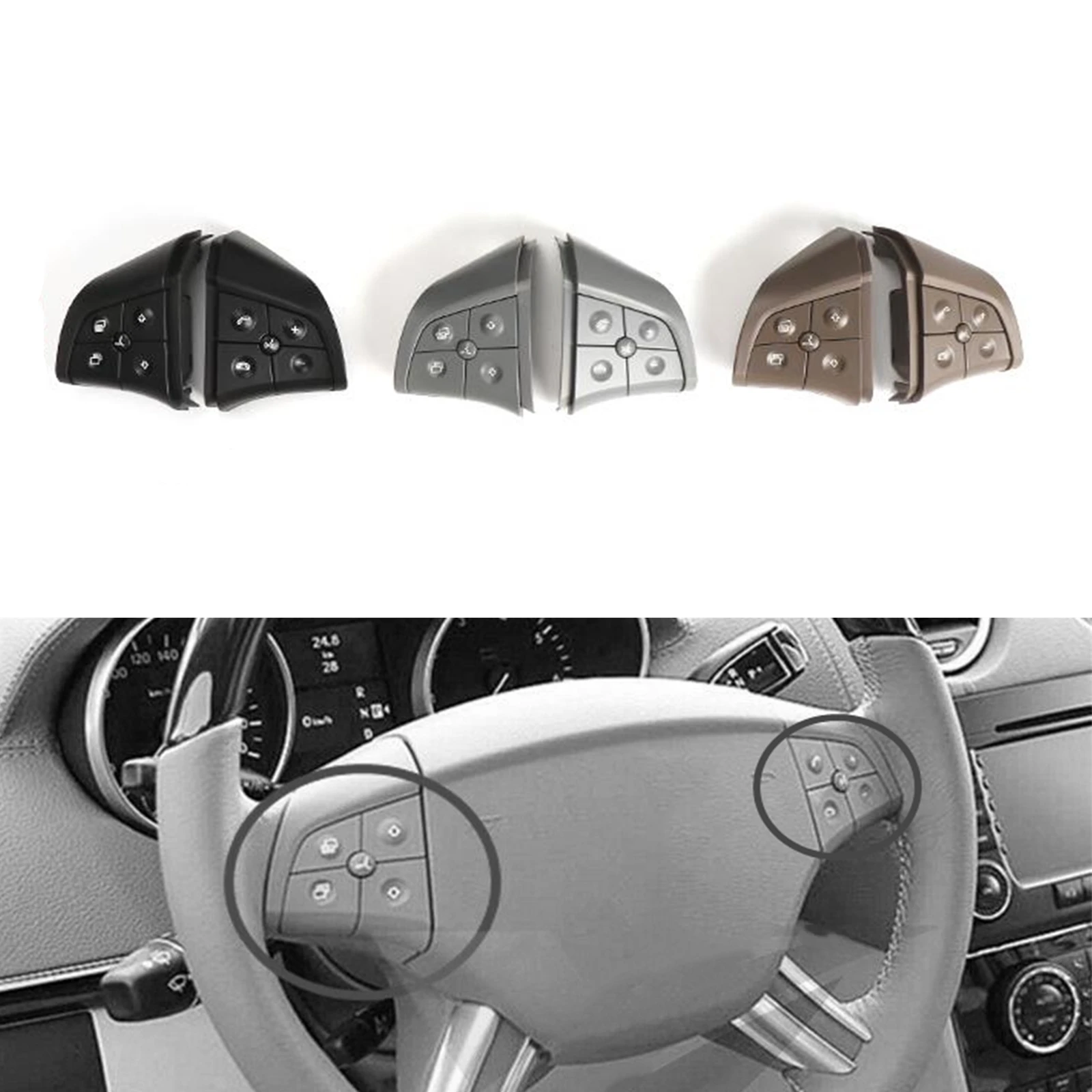 

Car Steering Wheel Control Switch Button 5 Keys For Mercedes Benz W164 ML GL B/R-CLass 2006-2009 Black/Gray/Dark Yellow