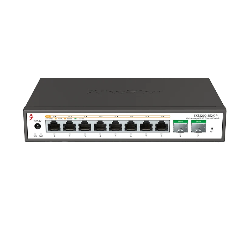 XikeStor 2.5G PoE+ 간편 관리형 네트워크 스위치 DHCP 지원 2포트 10G SFP+ 100W