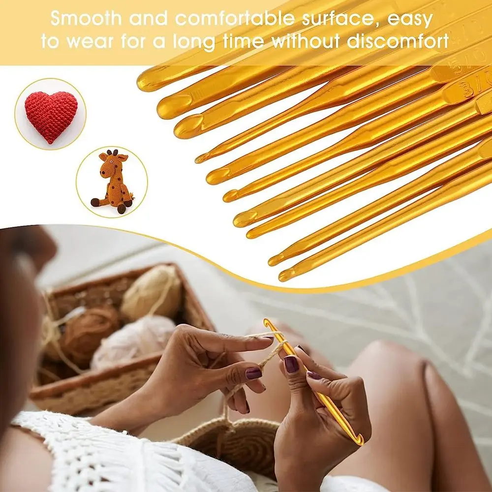

Aluminum Double End Crochet Hooks Handicraft Gold Multisize Knitting Needles Crocheting Hooks Hand Weave Tool