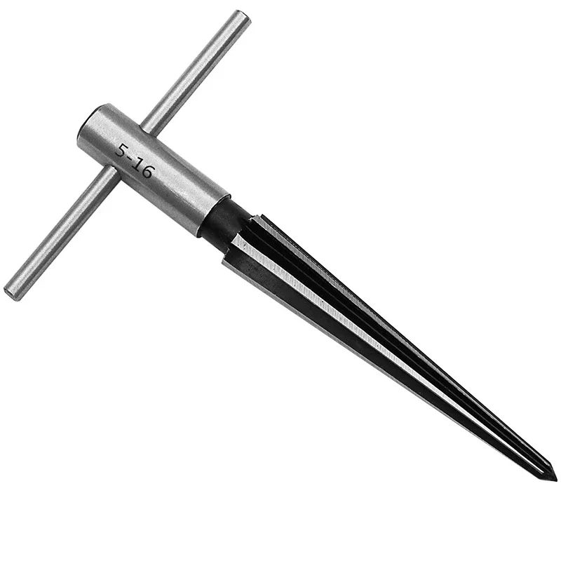 3-13/5-16mm Tapered Hole Reamer 1:10 T Handle Taper Manual Reamer Chamfer Tapered Wood Reaming Tool Cutting Core Drill Bit