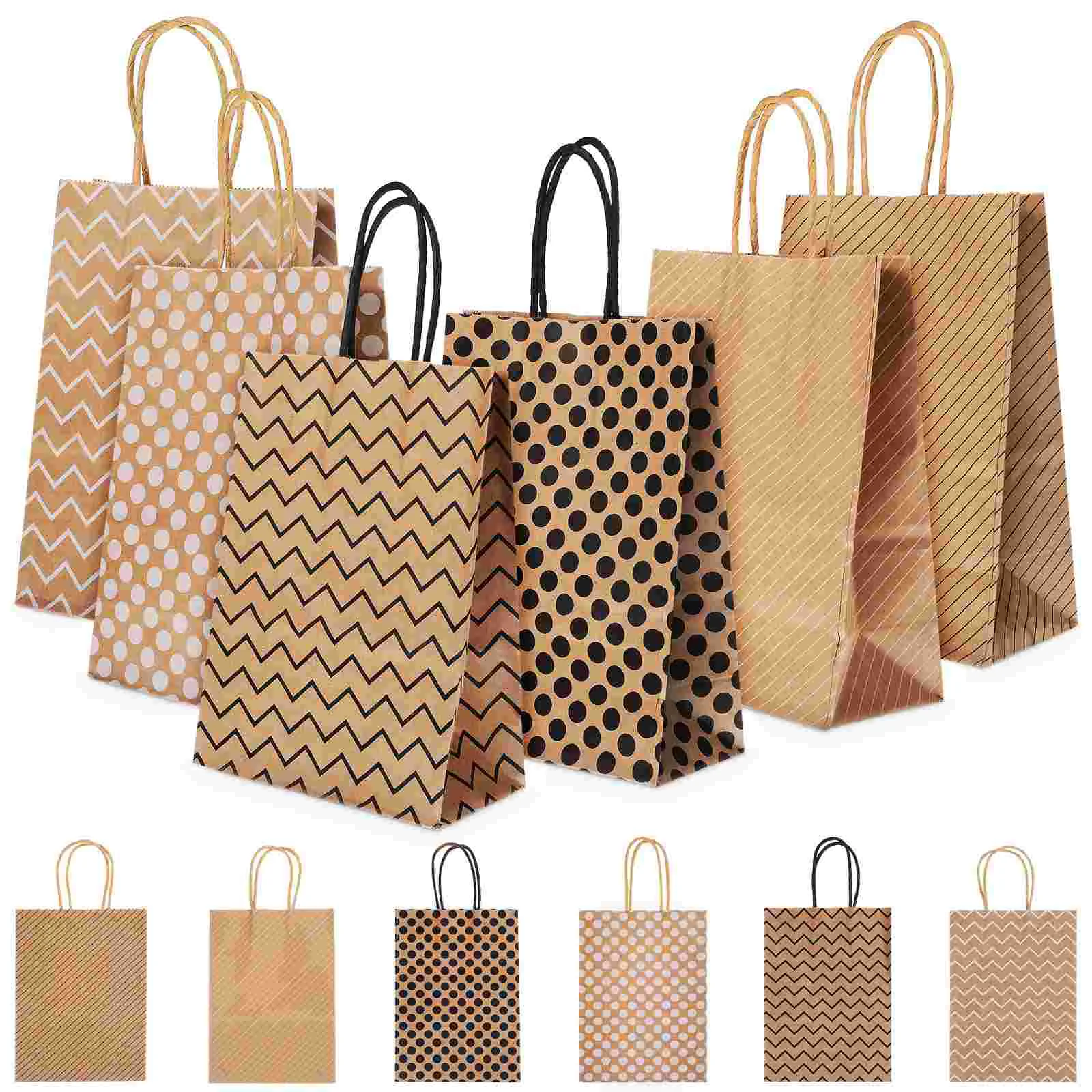

12 Pcs Tote Bag Gift Bag Gift Kraft Paper Goodies Packing Christmas Shopping