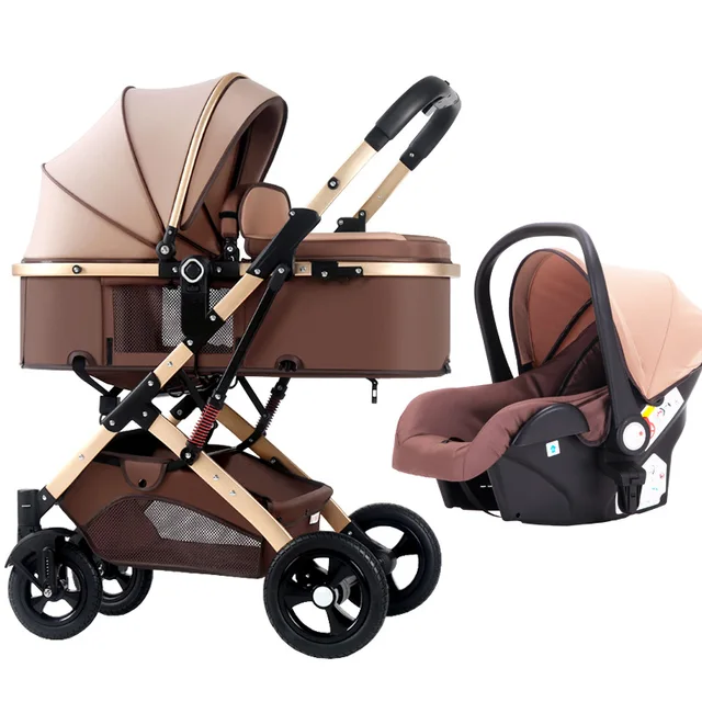 Poussette 3 en 1 pour bébé, système de voyage pour bébé, poussette 3 en 1 avec base Isofix, poussette pliable pour nouveau-né, poussette standard réversible 1