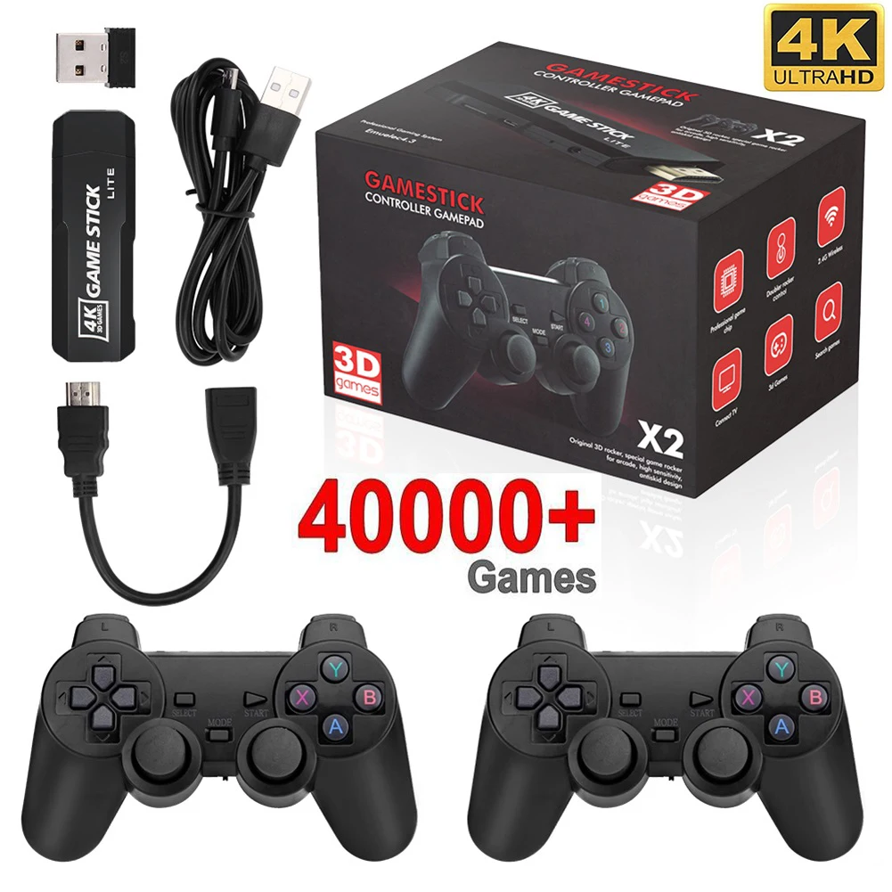 Gd10 Retro Console Per Videogiochi 4K Hd Output Game Stick Emuelec 4.3 System 2.4G Controller Wireless 3D Psp/Ps1 40 Simulatori Giochi