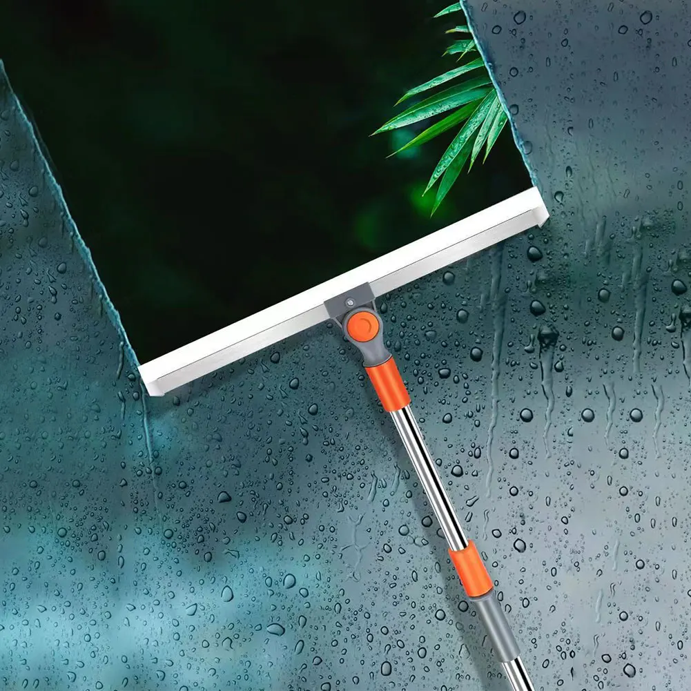 Silicone Long Handle Squeegee Stainless Steel Shower Window Squeegee Household Cleaning Wiper Household Cleaning Accessories
