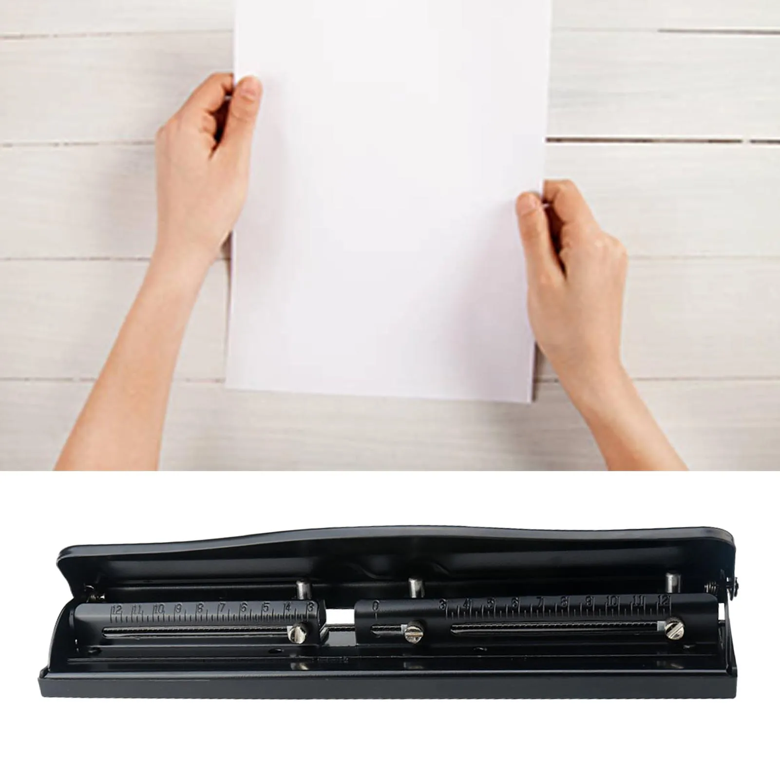 【New】3 Hole Puncher 7mm Diameter Adjustable Spacing Metal Hole Punch Manual Pocket A4 Paper Punching Tool