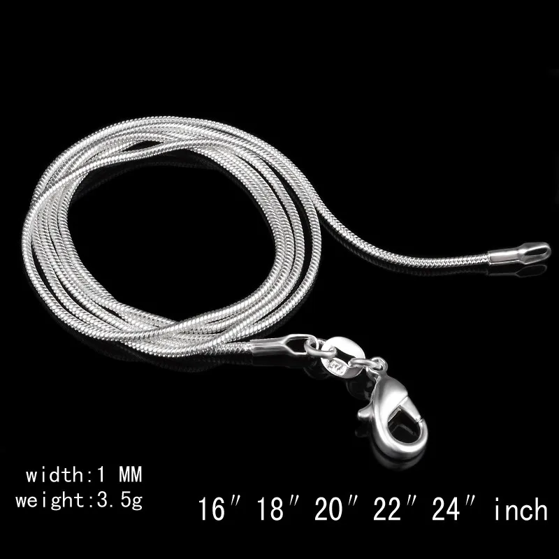 

Wholesale Price 925 Sterling Silver Necklace Silver Fashion Jewelry Snake Chain 1mm Necklace (16"18"20"22"24")