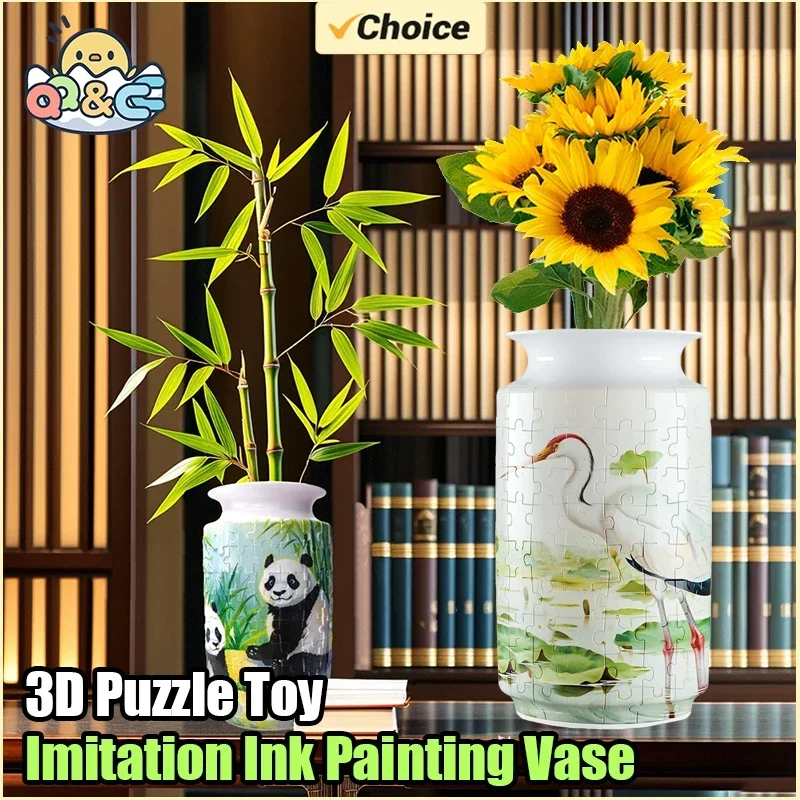 3D Porcelain Puzzle Flower Vase Home Decoration Toy