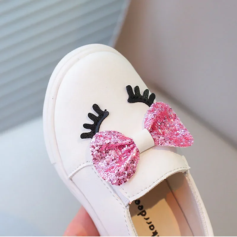 Funny Cartoon Eyelash Pattern Fashion Girls Baby Flat Shoes Student New Non-Slip Soft Sole Children's Shoes Girl Sneakers H09132