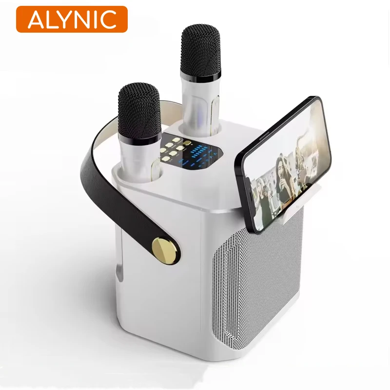 ALYNIC Stereo Surround Karaoke With Dual Microphone High Power Bluetooth Speaker Boombox Portable Waterproof Wireless Subwoofer karaoke speakers
