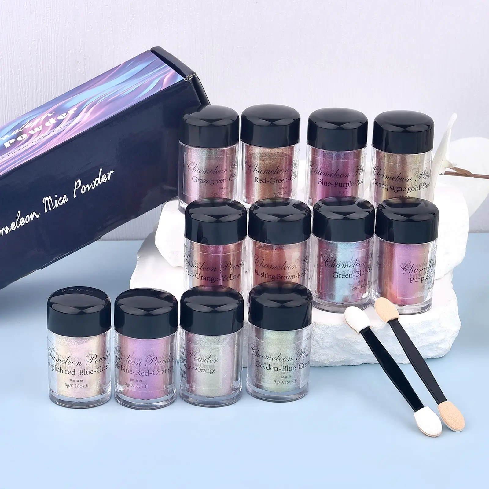 Gypsum Powder Pigment Epoxy Resin Pigment Pearl Powder 1 Set Mirror Chameleons Resin Pigment Glitter Magic Discolored Pearlescent Powder Resin Colorant Jewelry Making Accessories
