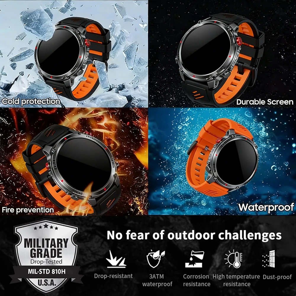 2026 New T-Rex3 Pro GPS Tracker 1100mAh Smartwatch Men 120-Day Standby Clock Rugged Outdoor Sport 10ATM Waterproof Call Watches 6