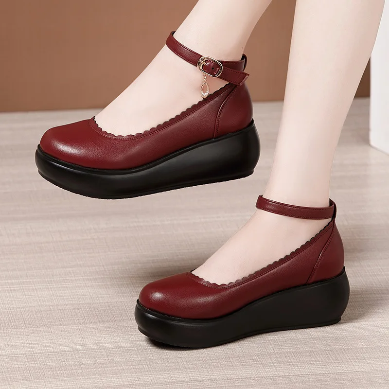 

Plus Size 32-43 Shallow Platform Shoes Women Pumps 2021 Spring Summer Medium Heels Wedges Shoes Office Work Shoe All Match