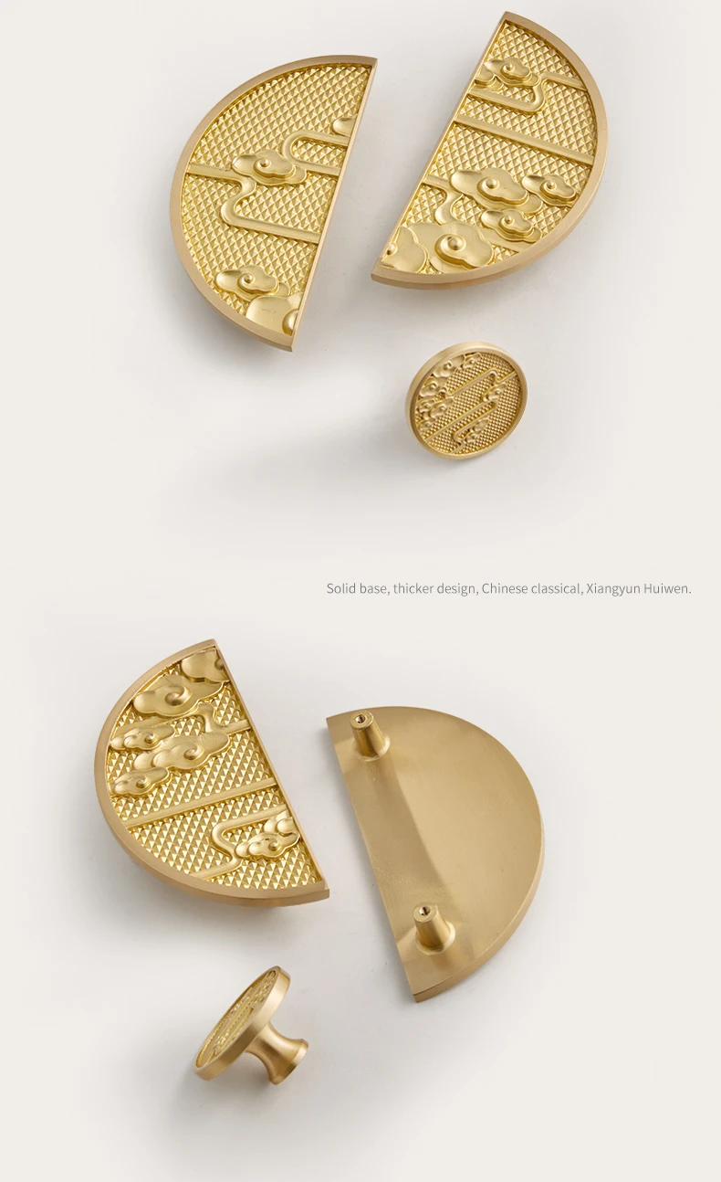 round brass cabinet handle oriental design wardrobe hardware