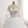 Customized White Ball Gown Wedding Dresses Long Sleeves Appliques Court Train Bridal Gowns Formal robe de mariée 2