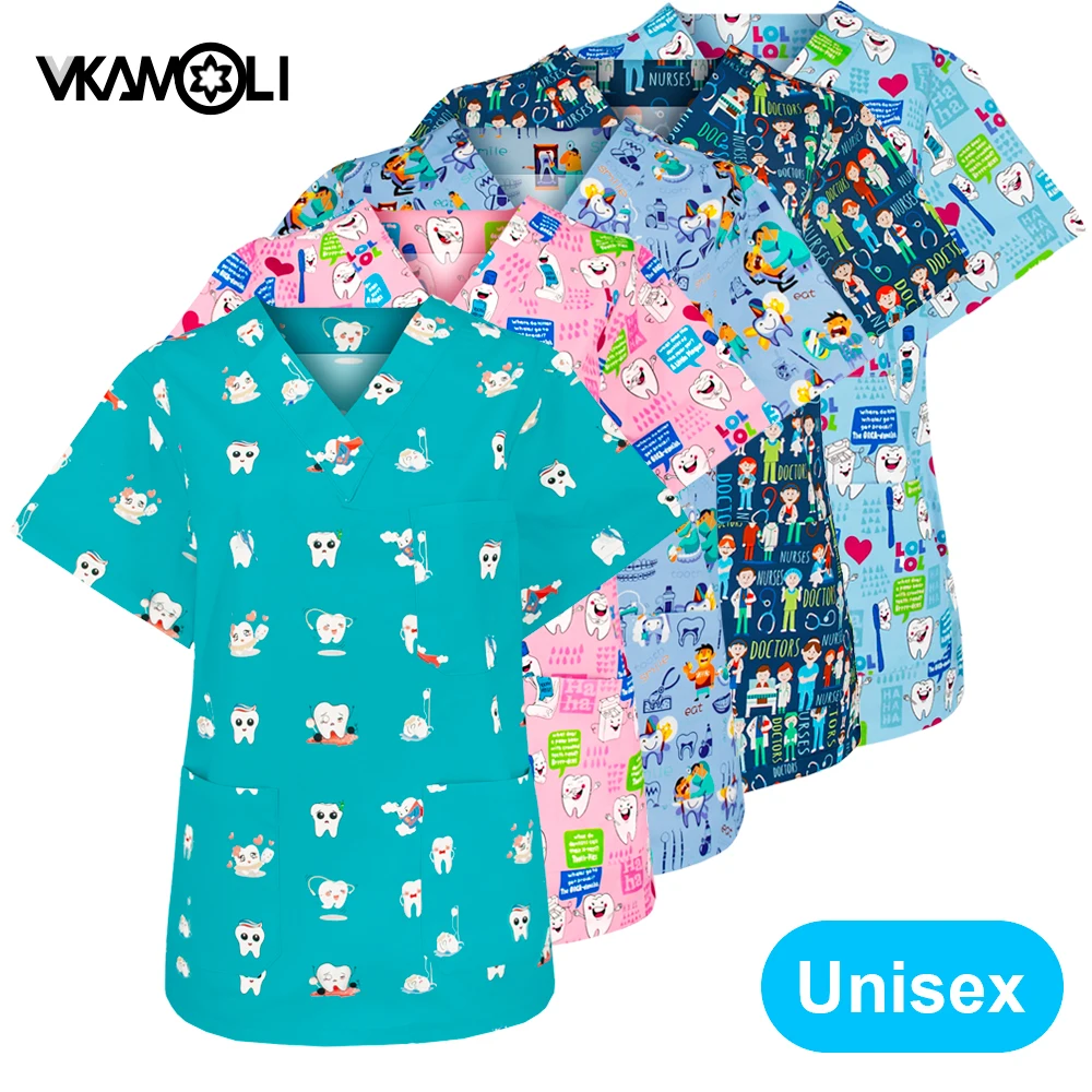 Medical Scrubs Tops Work Uniform Nursing Wear Dental Clothing For Woman Man