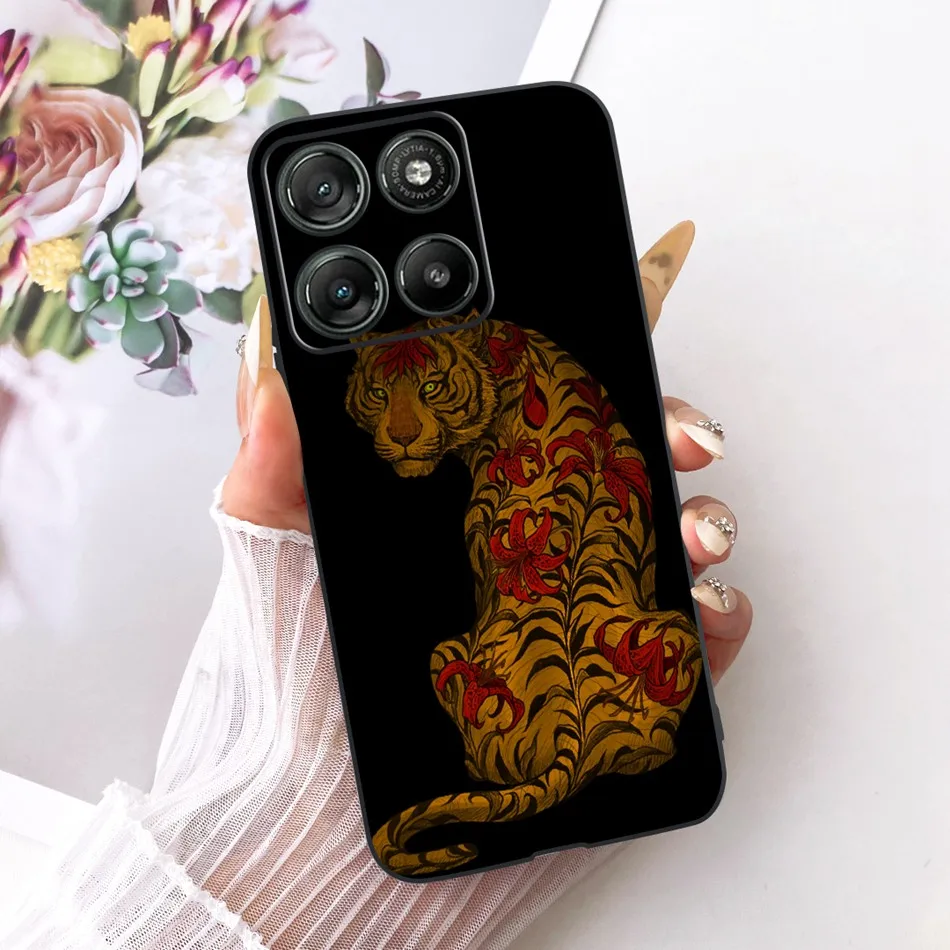 Cool Dragon Tiger Pattern Black Silicone Phone Case with Soft Bumpers