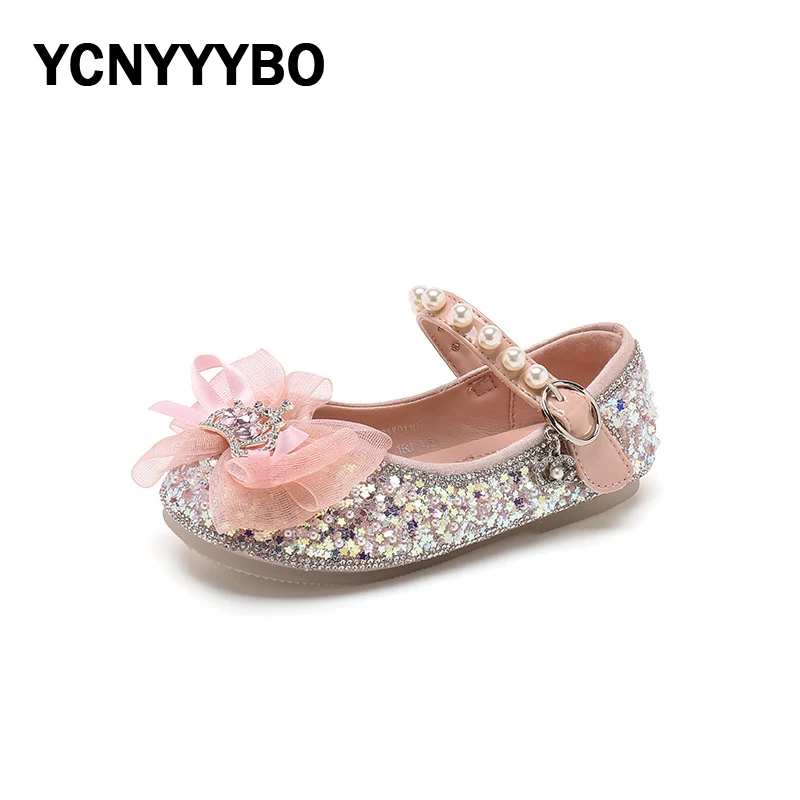 

Kids Rhinestone Princess Shoes Baby Girls Bow Brand Flats Children Bling Shoes Toddler Dress Shoes Soft Mary Jane New For Autumn