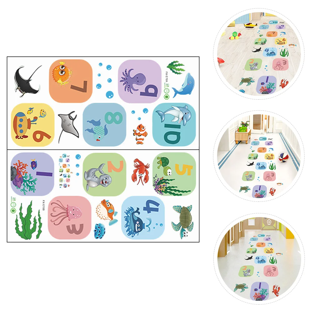 

Decorative Stickers Indoor Hopscotch Game Decals Kids Playroom Playing Floor Area Rug for