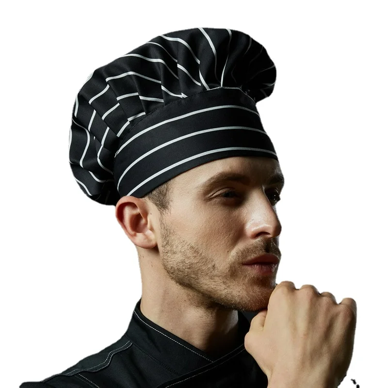 Black Cooking Adjustable Chef Hat Men Kitchen Elastic cap Catering Striped Plain Hat Work Caps Restaurant Red Cook Working Hats chef hat
