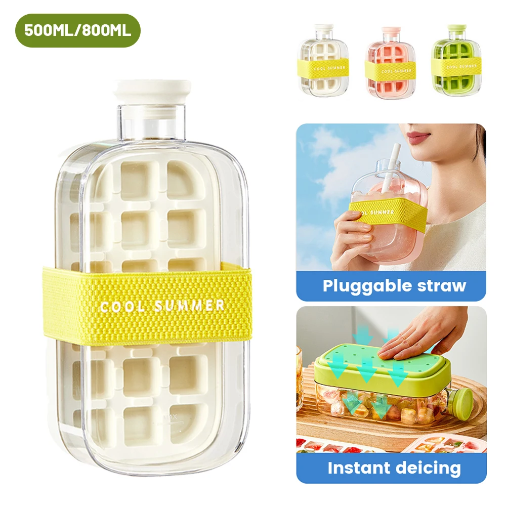 500ml/800ml Ice Cube Bottle Portable Silicone Freezer Ice Trays zero-contact pressure ice cube mold Whiskey Cube Maker