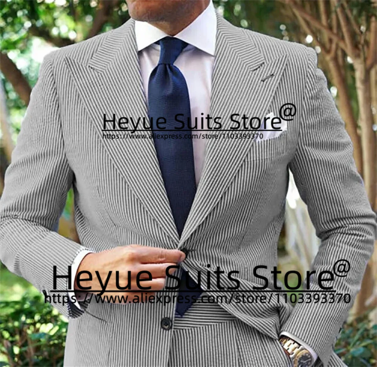 Elegant Green Stripe Business Suits For Men Slim Fit Peak Lapel Groom Tuxedos 2 Pcs Sets ltaly Style Male Blazer Ternos Mascuino