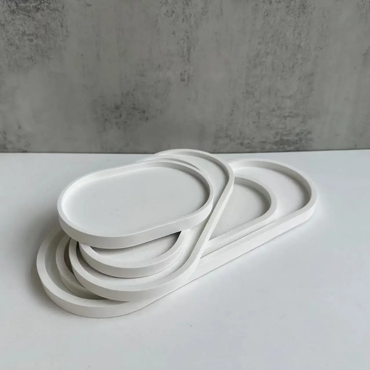 Oval Flower Pot Base Mold Cement Drip Plaster Oval Tray Saucer Silicone Moulds