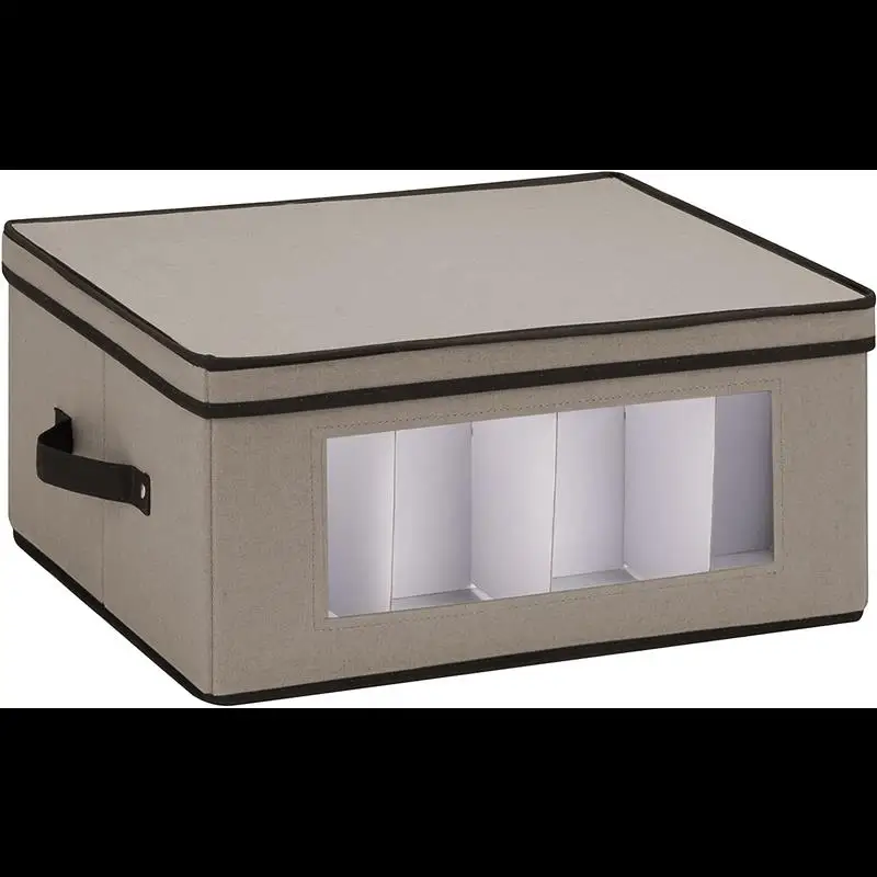 

Storage Box,Storage Bins,Collapsible,Stackable,Canvas,Large,18"x14",with Lid,Handle,Gray