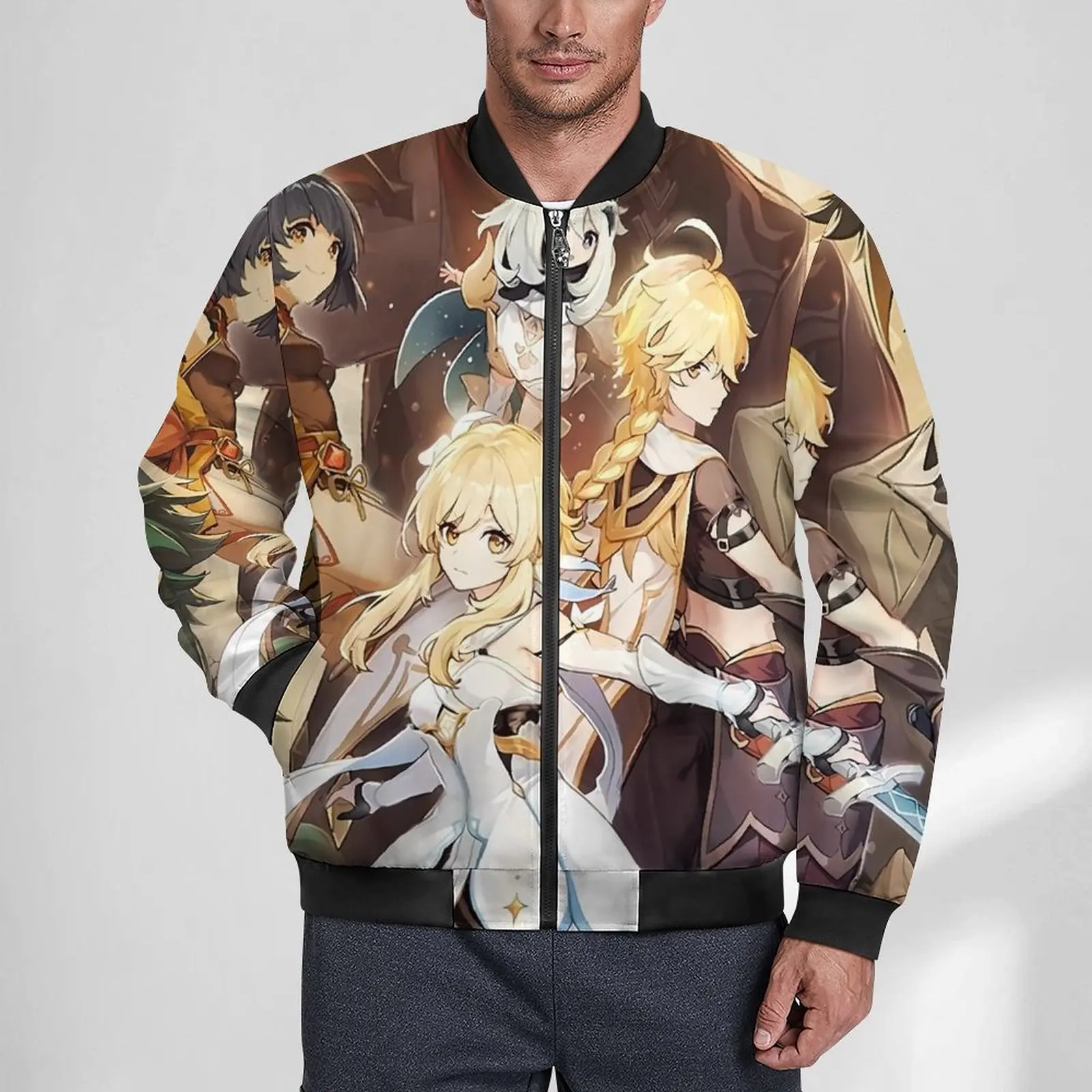 

The Best Of Genshin Impact Casual Jackets Anime Windproof Windbreakers Men Pattern Coats Autumn Cool Outerwear Jacket Plus Size