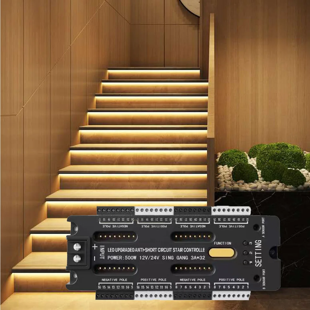 Stair-32-Channel-LED-Controller-Motion-Sensor-Light-Strip-Dimming-Light ...