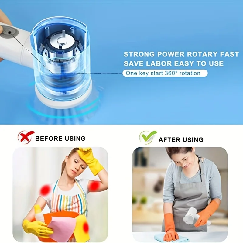 Electric Cleaning Brush 5-in-1 Handheld Kitchen Cleaner Cordless