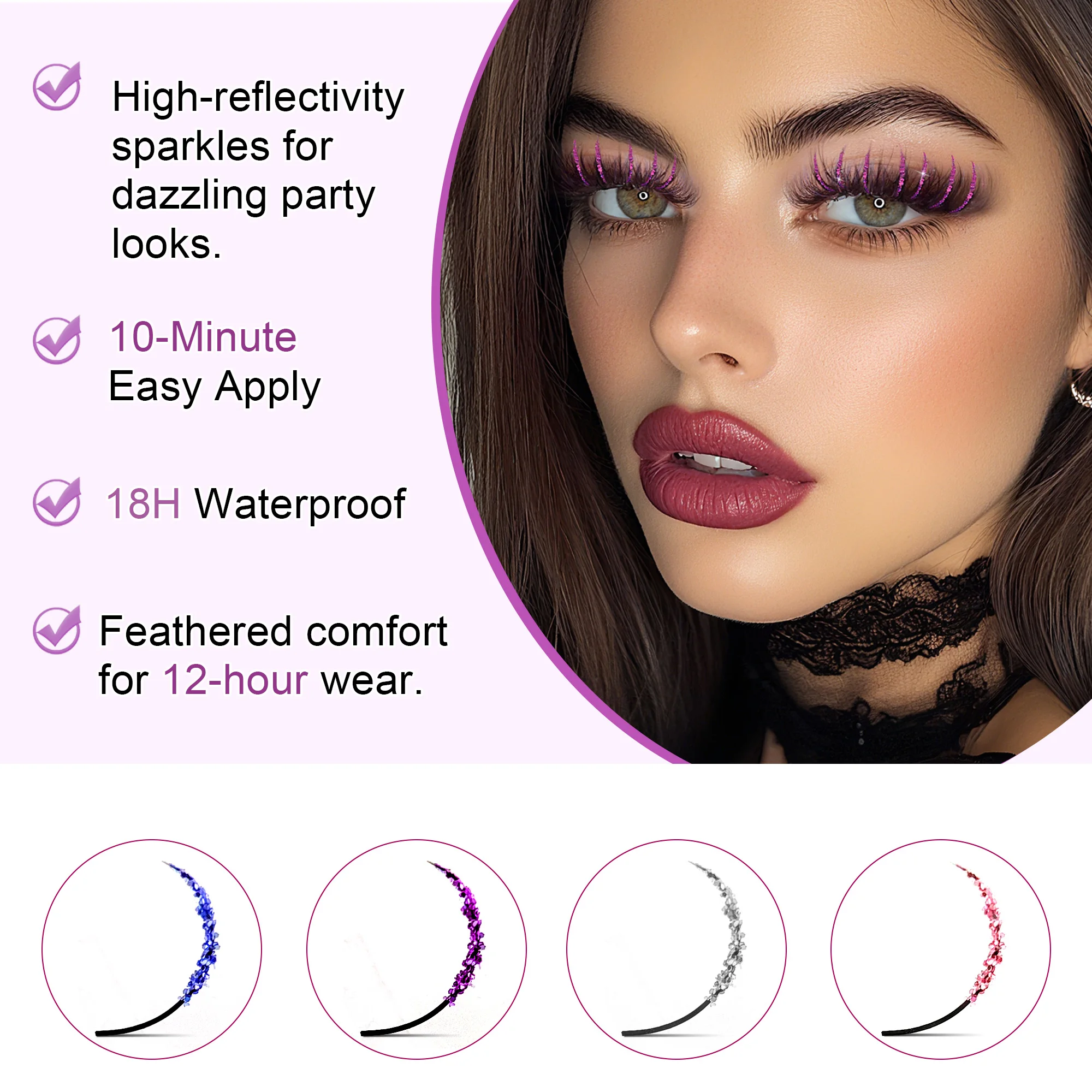 CoMango رموش ملونة بريق مختلط لامعة مهرجان ملونة ر...