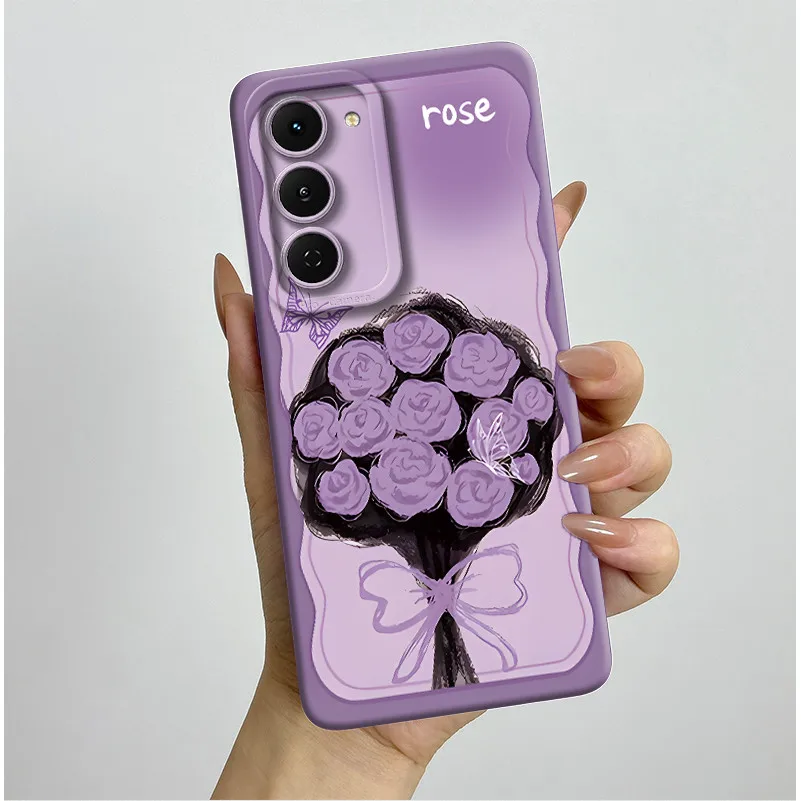 Aesthetic Flowers Slim Liquid Silicone Phone Case - Anti-Drop Protective Soft Cover