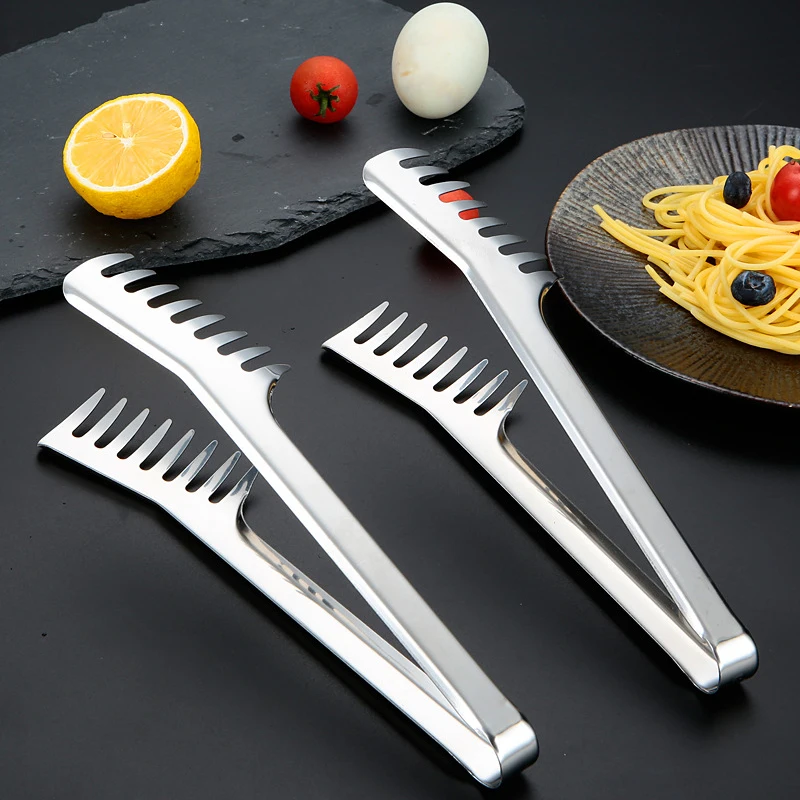 9 Inch Stainless Steel Noodle Tongs kitchen tools Pasta Spaghetti Food Clips Handle Cooking Utensils Kitchen Accessories