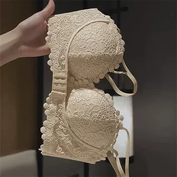 Push up Underwear Women's Small Breast Size Exaggerating Bra Breast Holding Anti-Sagging Lace Bra 1