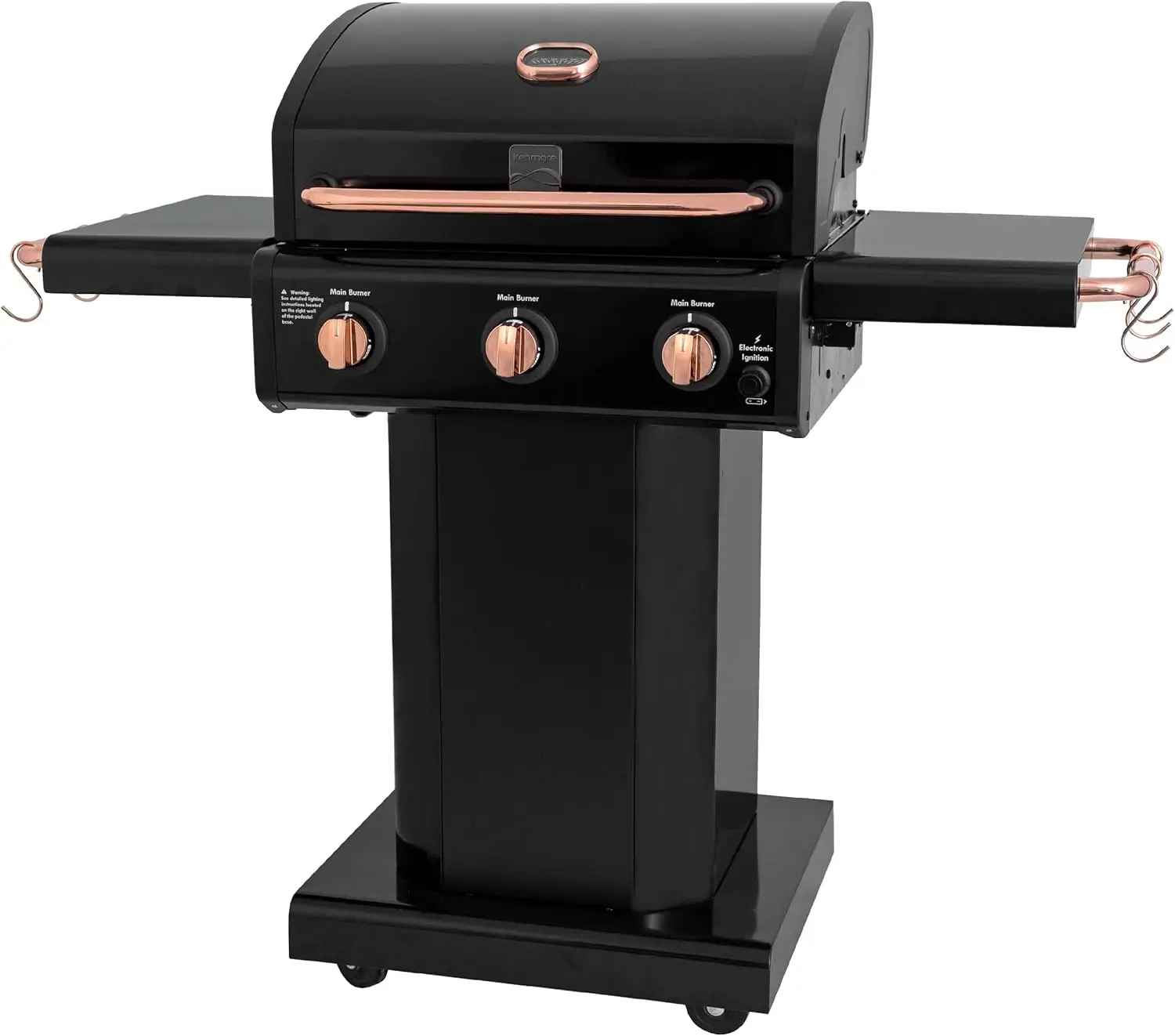 3-Burner Gas Grill Foldable Side Tables Cast Iron Cooking Grates Warming Rack Hooks for BBQ Grilling Tools Propane Gas Barbecue