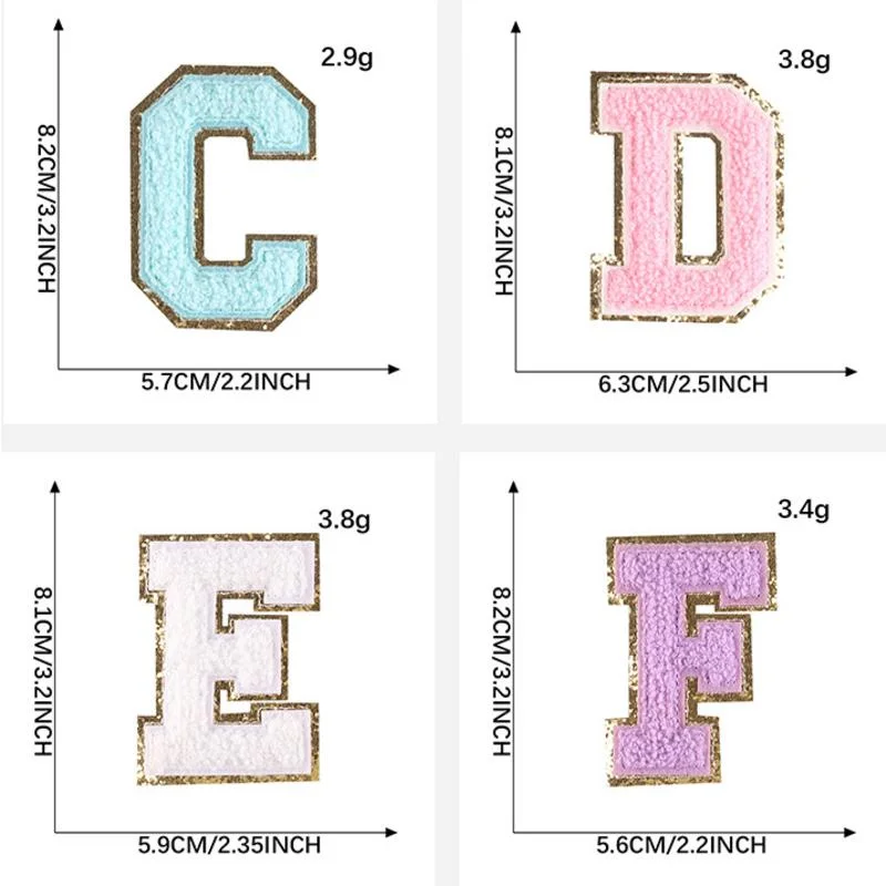 26pcs A-Z Embroidery Chenille Letter Applique Patches Heat-Adhesive Sewing Alphabet for DIY Clothing Badges Decoration