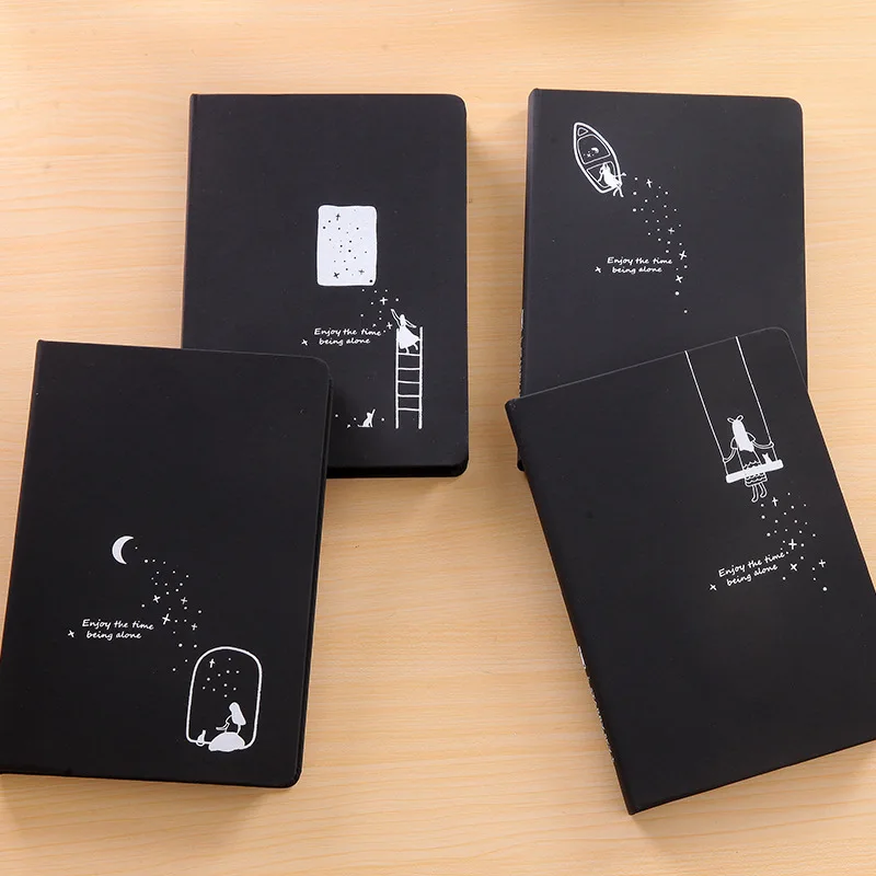 

Creative Black paper pages notebook 96 sheets 32k album starry sky style Blank Hand account book Diary School Office Supplies