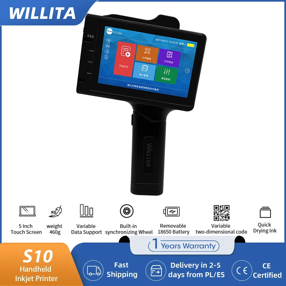 S10 Code Preprinter WILLITA S10 Handheld Inkjet Printer 25.4mm Portable Marking Machine for ...