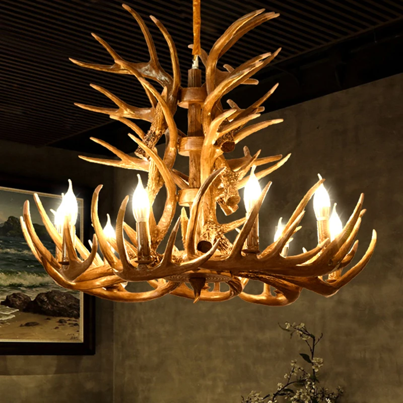 

Country Retro Brown White Resin Antler Chandelier Lighting 4/6/9 Arms E14 Luxury Vintage Chandeliers for House Lighting Fixtures