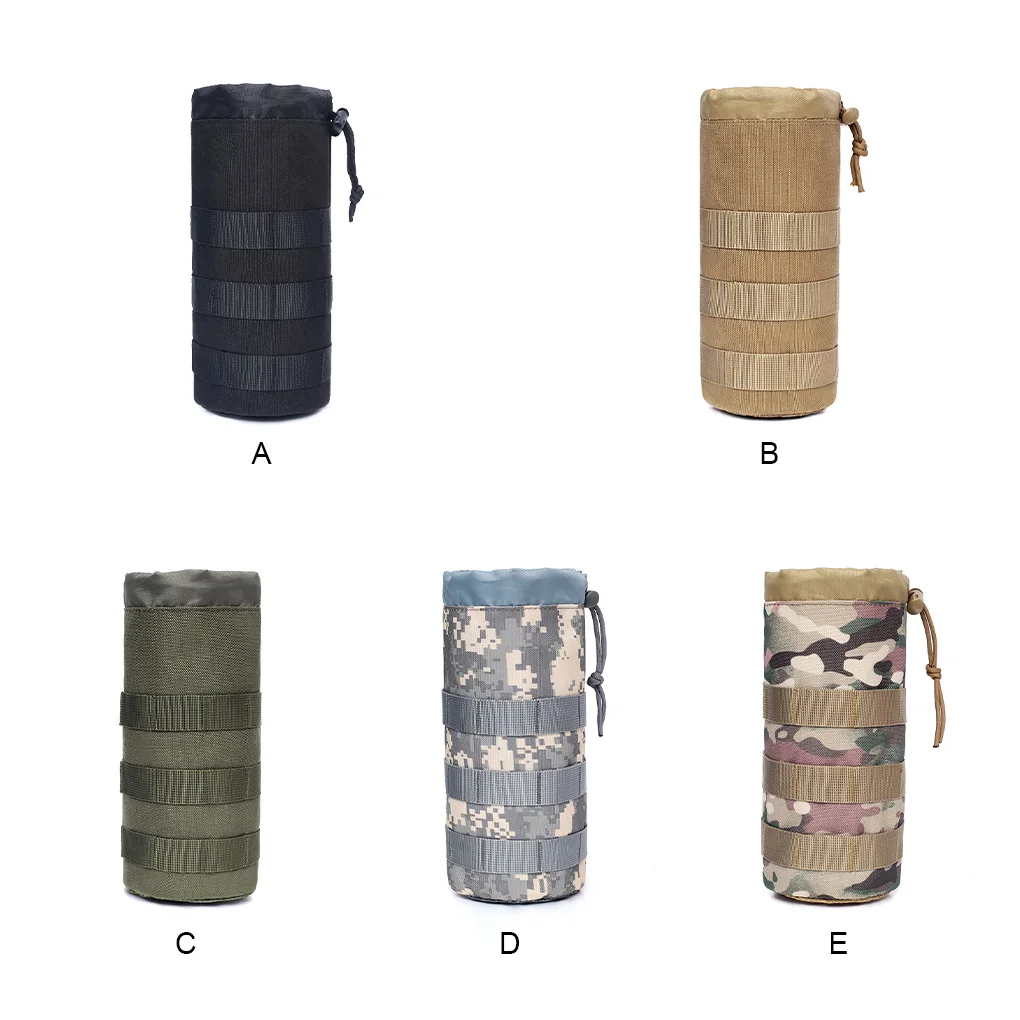 

Water Bottle Bag Portable Pouch Mesh Hole Bottom Kettle Holder Fishing Carrier Protector with Buckle CP Camouflage